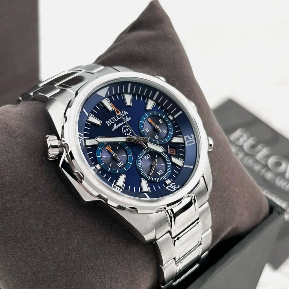 BULOVA Men's Marine Star Chronograph Watch Stainless Steel New With Box